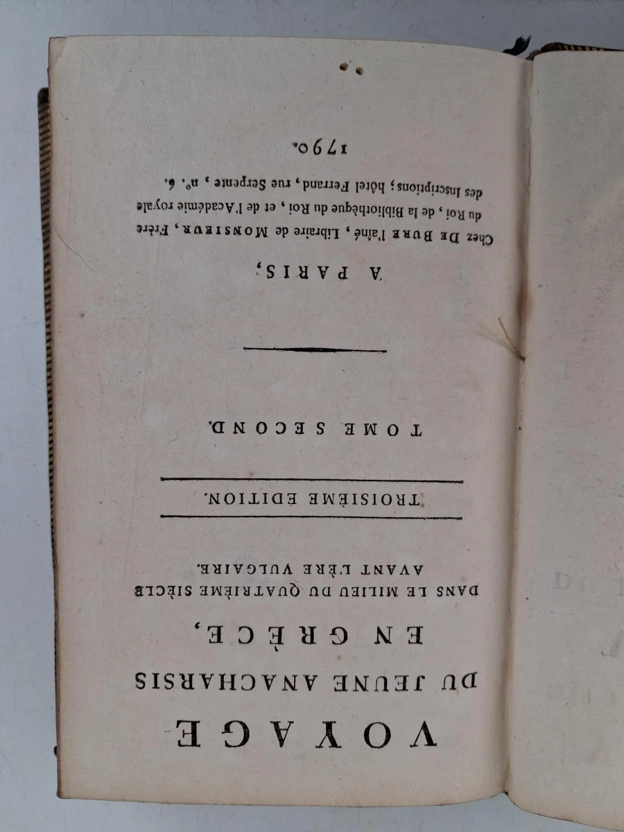 Antieke boeken : Voyages d'Anacharsis (door Jean-Jacques Barthélemy), nummers 1,2,4,7