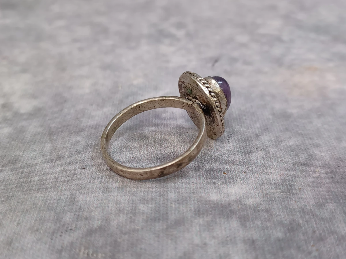 3-Delige zilveren sieradenset met Amethist (925 Zilver) - Collier, armband en vintage stijl ring