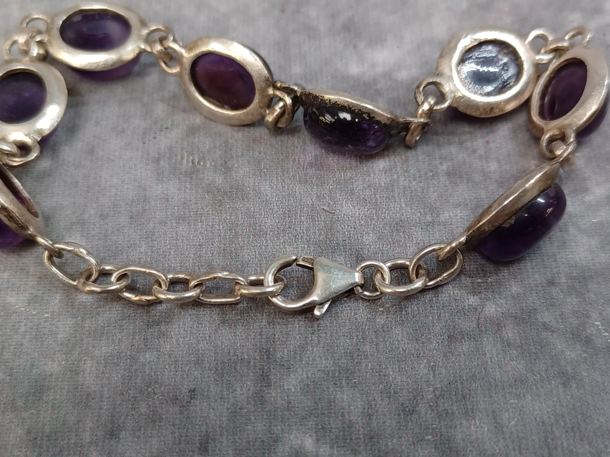 3-Delige zilveren sieradenset met Amethist (925 Zilver) - Collier, armband en vintage stijl ring