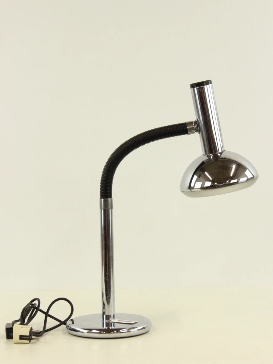 Verstelbare metalen Space - Age bureaulamp met chromen afwerking