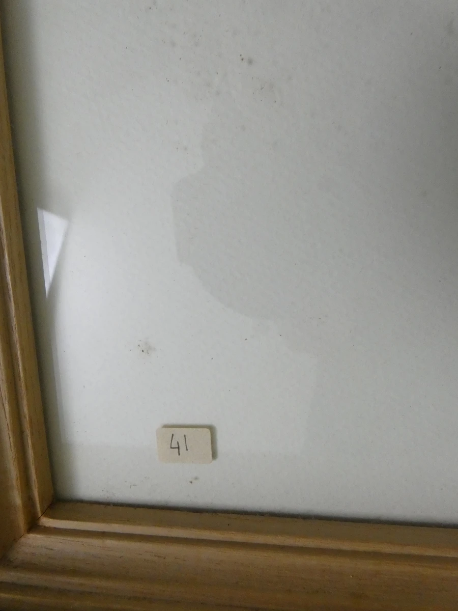 Set van 4 ingelijste potloodtekeningen, gesigneerd