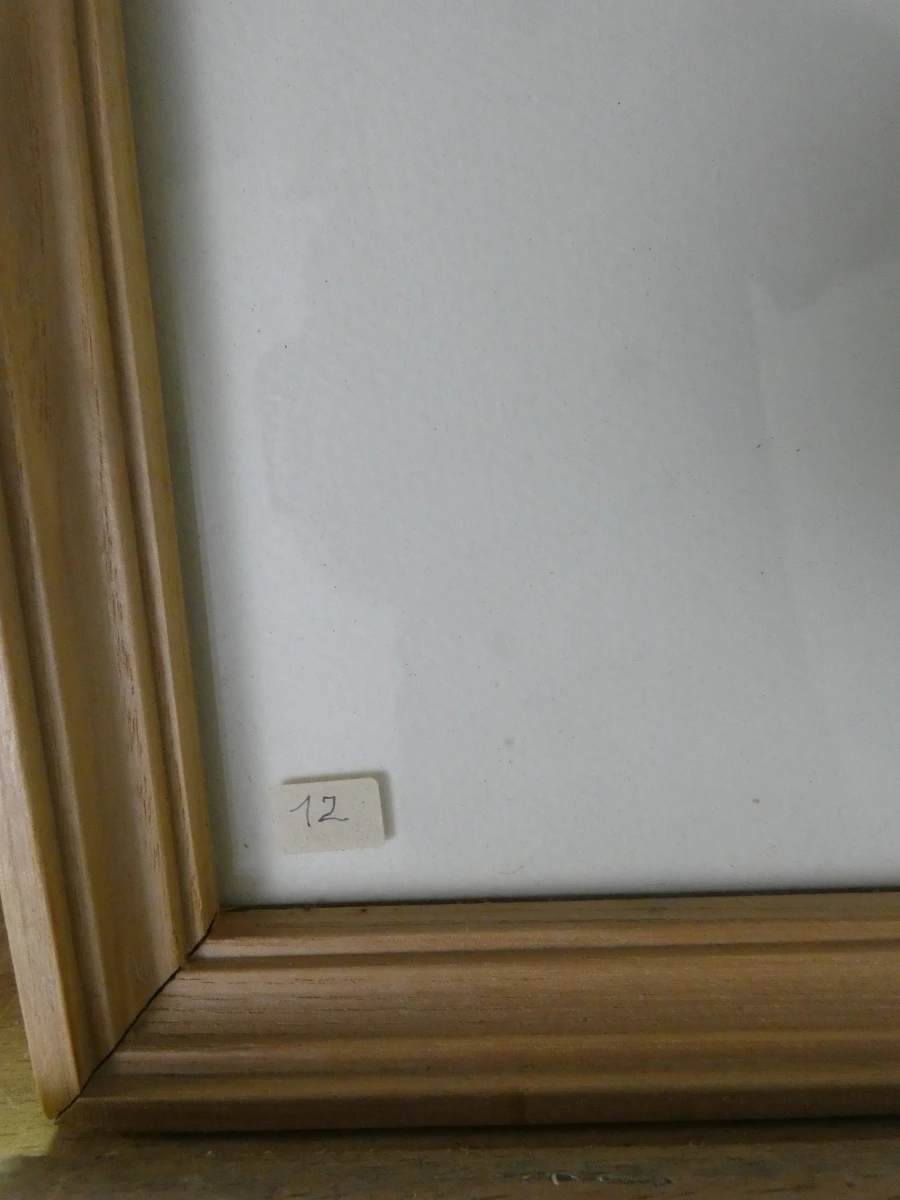Set van 4 ingelijste potloodtekeningen, gesigneerd