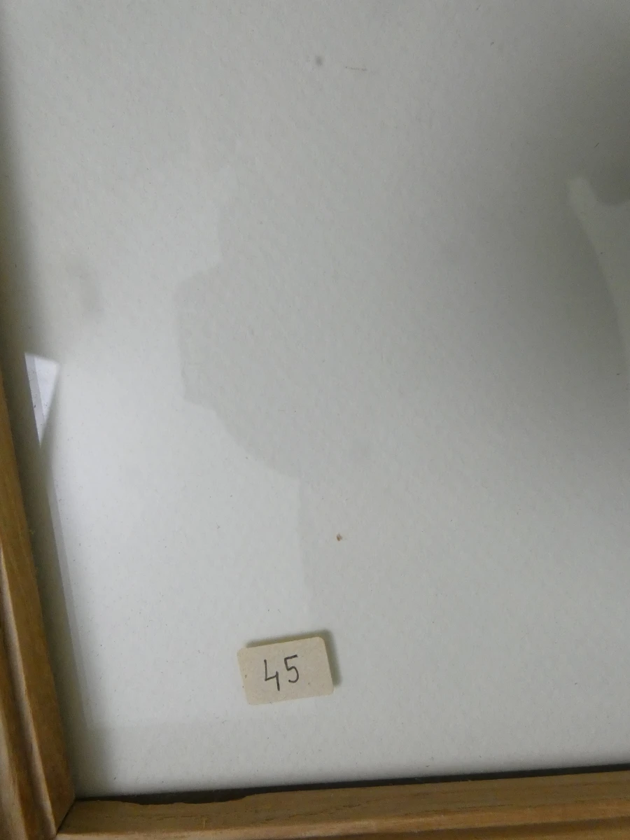 Set van 4 ingelijste potloodtekeningen, gesigneerd