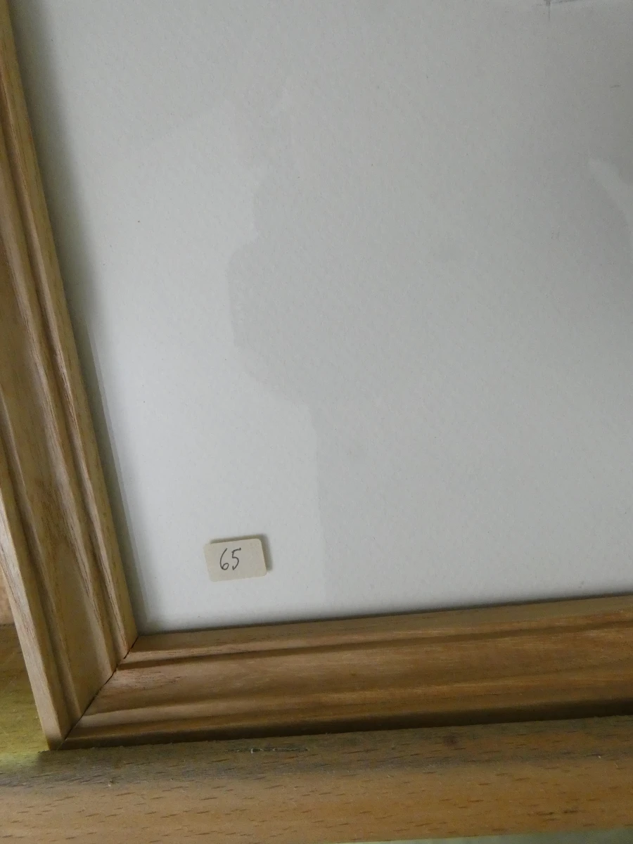 Set van 4 ingelijste potloodtekeningen, gesigneerd