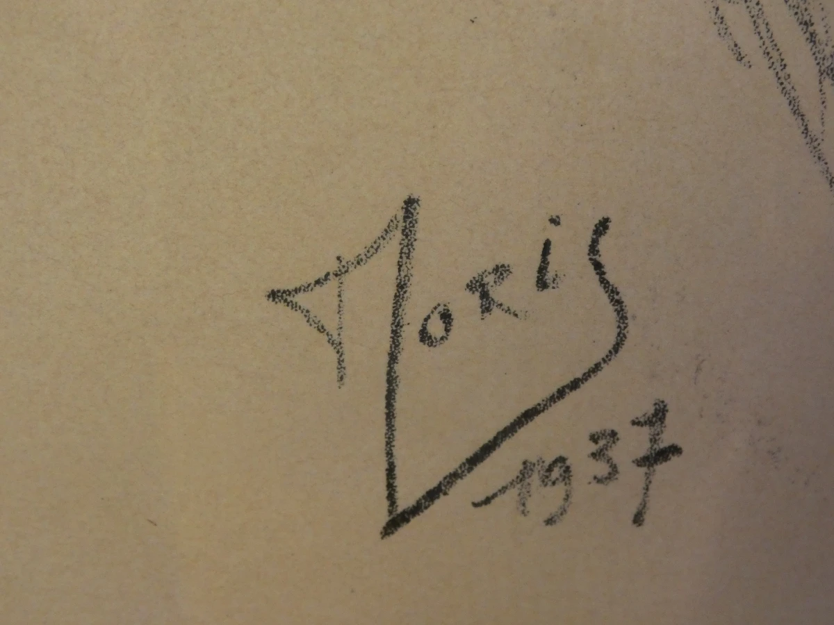 Gesigneerde litho naakt vrouw 1937 in lijst