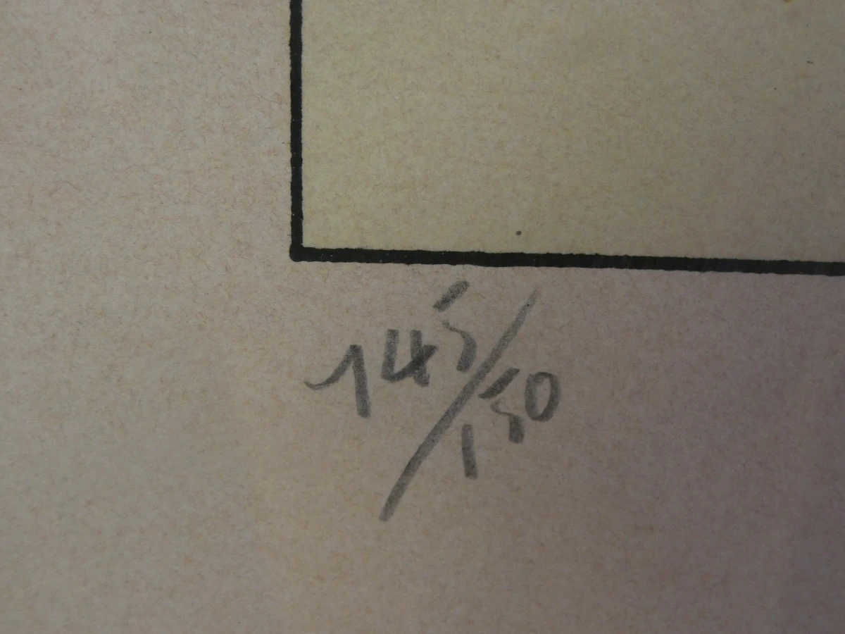 Gesigneerde litho naakt vrouw 1937 in lijst