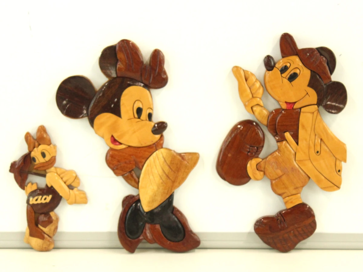 Set van 3 houten wanddecoraties in klassieke Disneystijl
