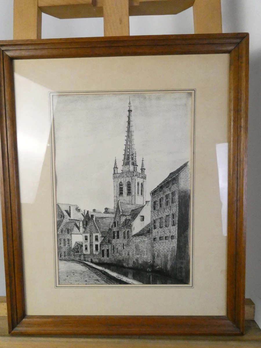 Pentekening van de Gertrudis kerk in Leuven