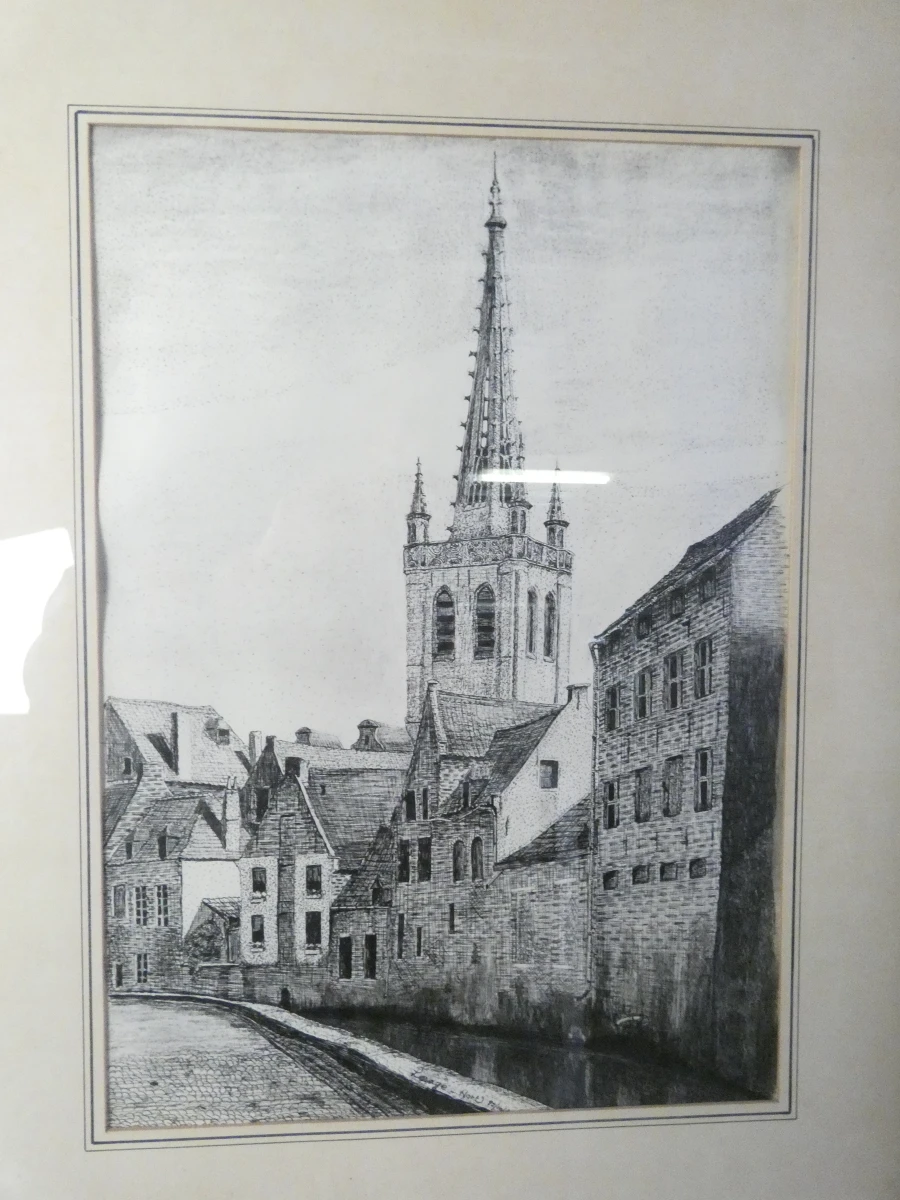 Pentekening van de Gertrudis kerk in Leuven