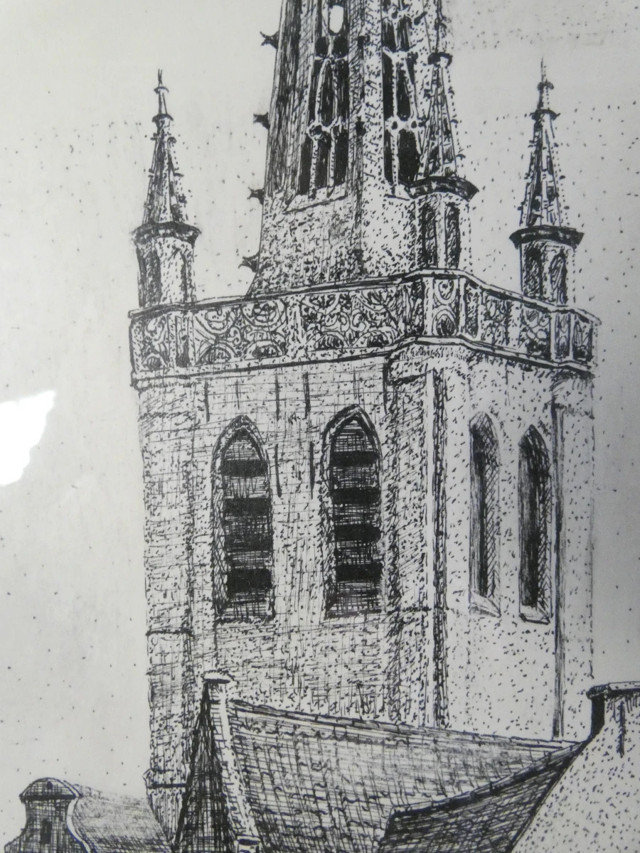 Pentekening van de Gertrudis kerk in Leuven