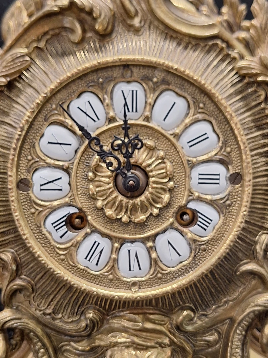 Lodewijk XV-stijl messing pendule met Franz Hermle 8-Daags uurwerk - Duitsland