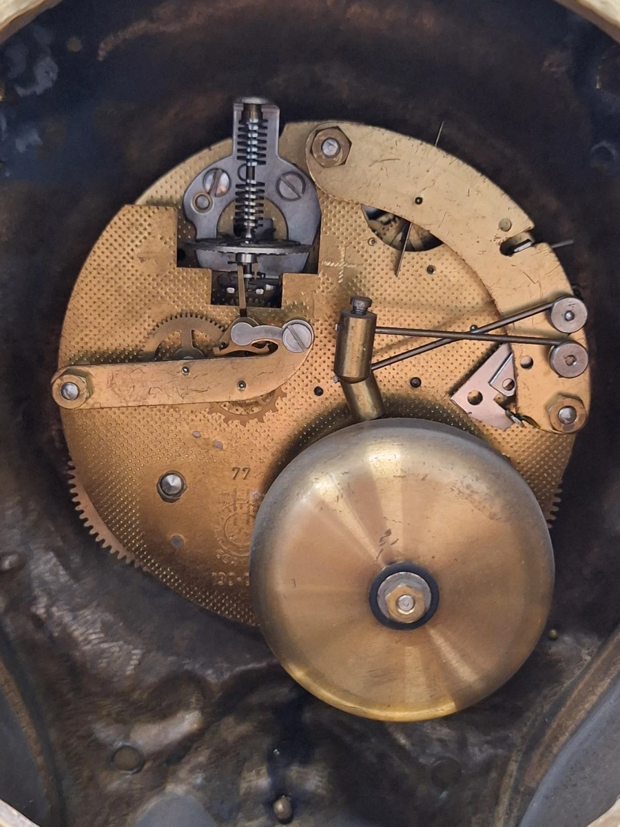 Lodewijk XV-stijl messing pendule met Franz Hermle 8-Daags uurwerk - Duitsland