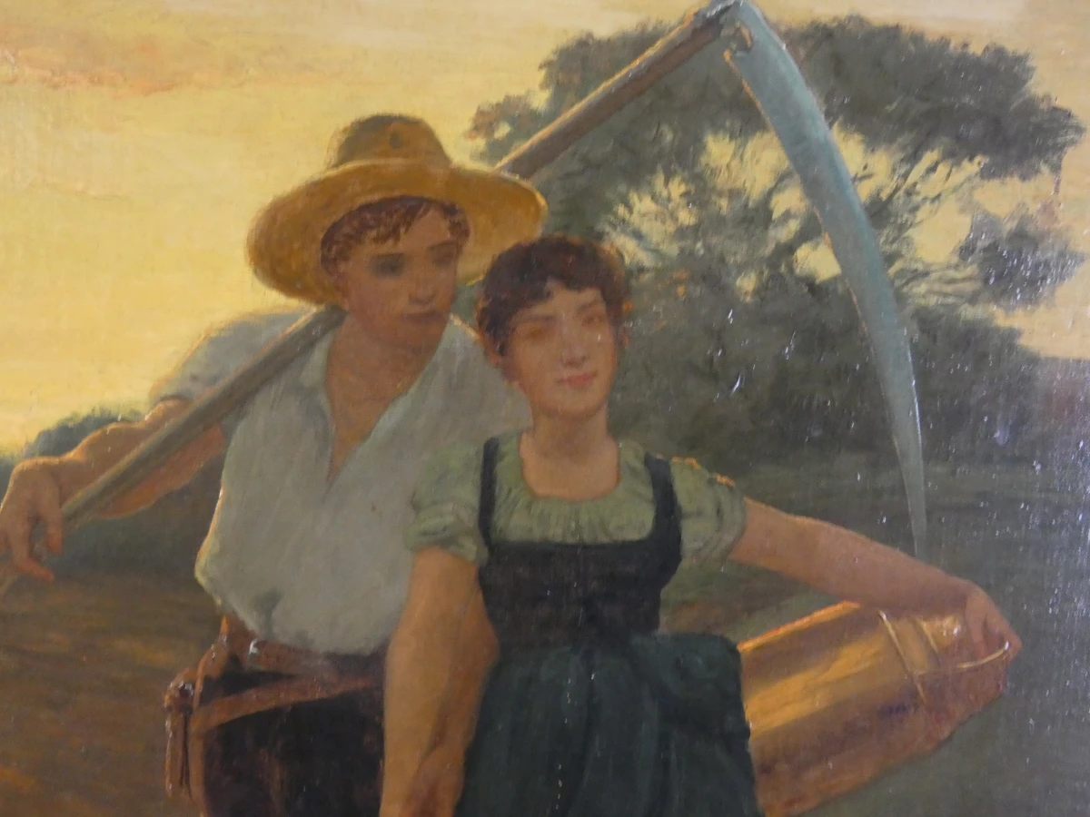 Olieverfschilderij koppel op een veld