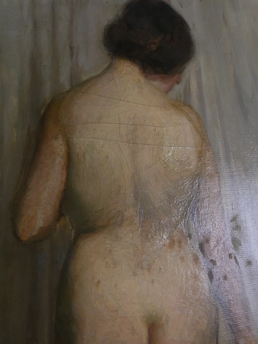 Olieverfschilderij van een naakte vrouw in een verguld frame