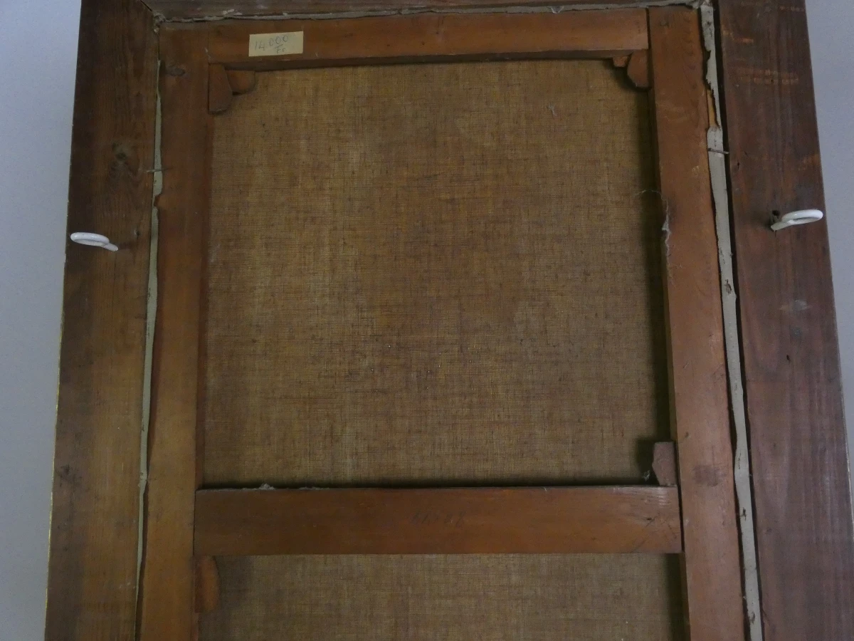 Olieverfschilderij van een naakte vrouw in een verguld frame