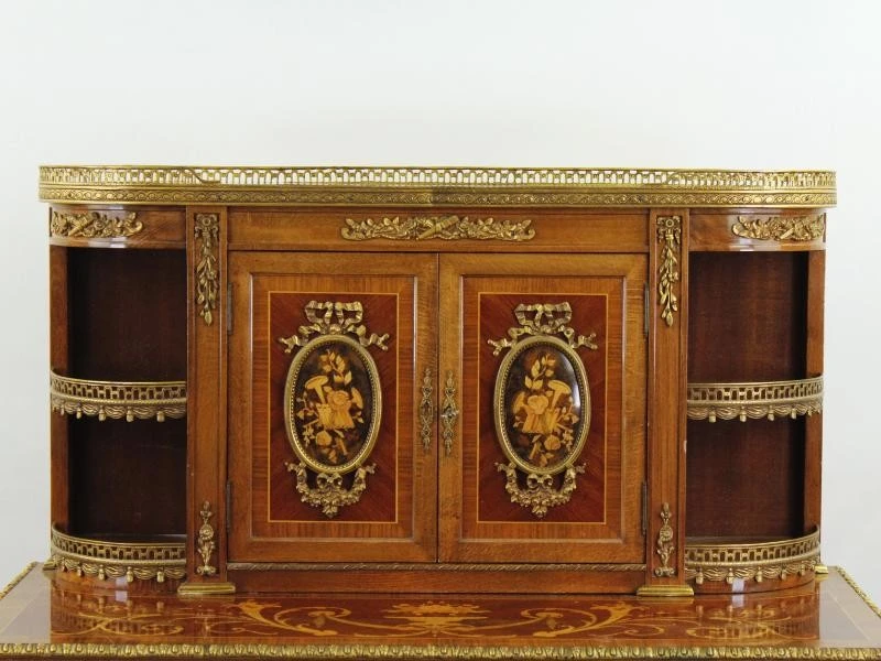 Franse Louis XVI stijl bonheur-du-jour / schrijfbureau met marqueterie en vergulde bronzen details