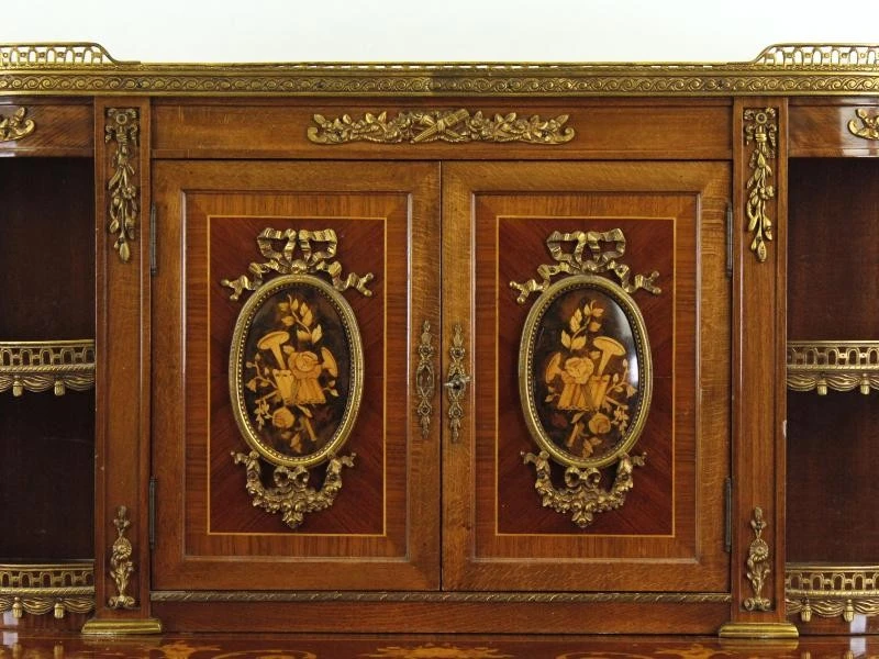Franse Louis XVI stijl bonheur-du-jour / schrijfbureau met marqueterie en vergulde bronzen details