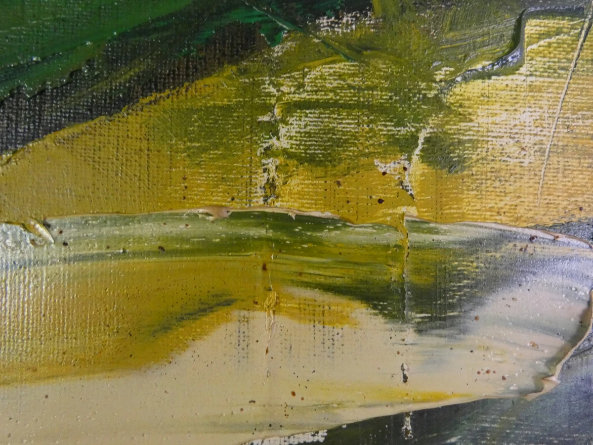 Abstract schilderij met groentinten - gesigneerd