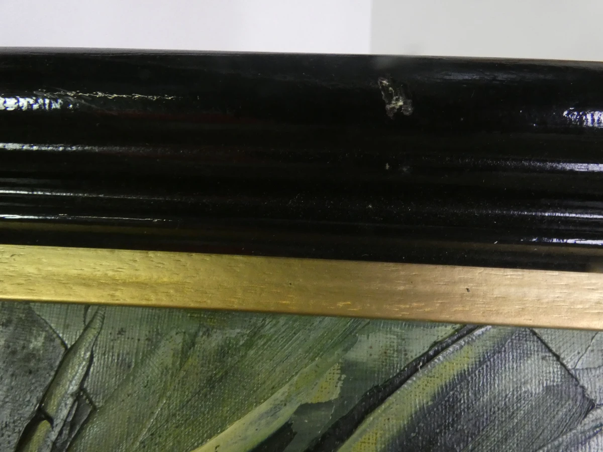 Abstract schilderij met groentinten - gesigneerd