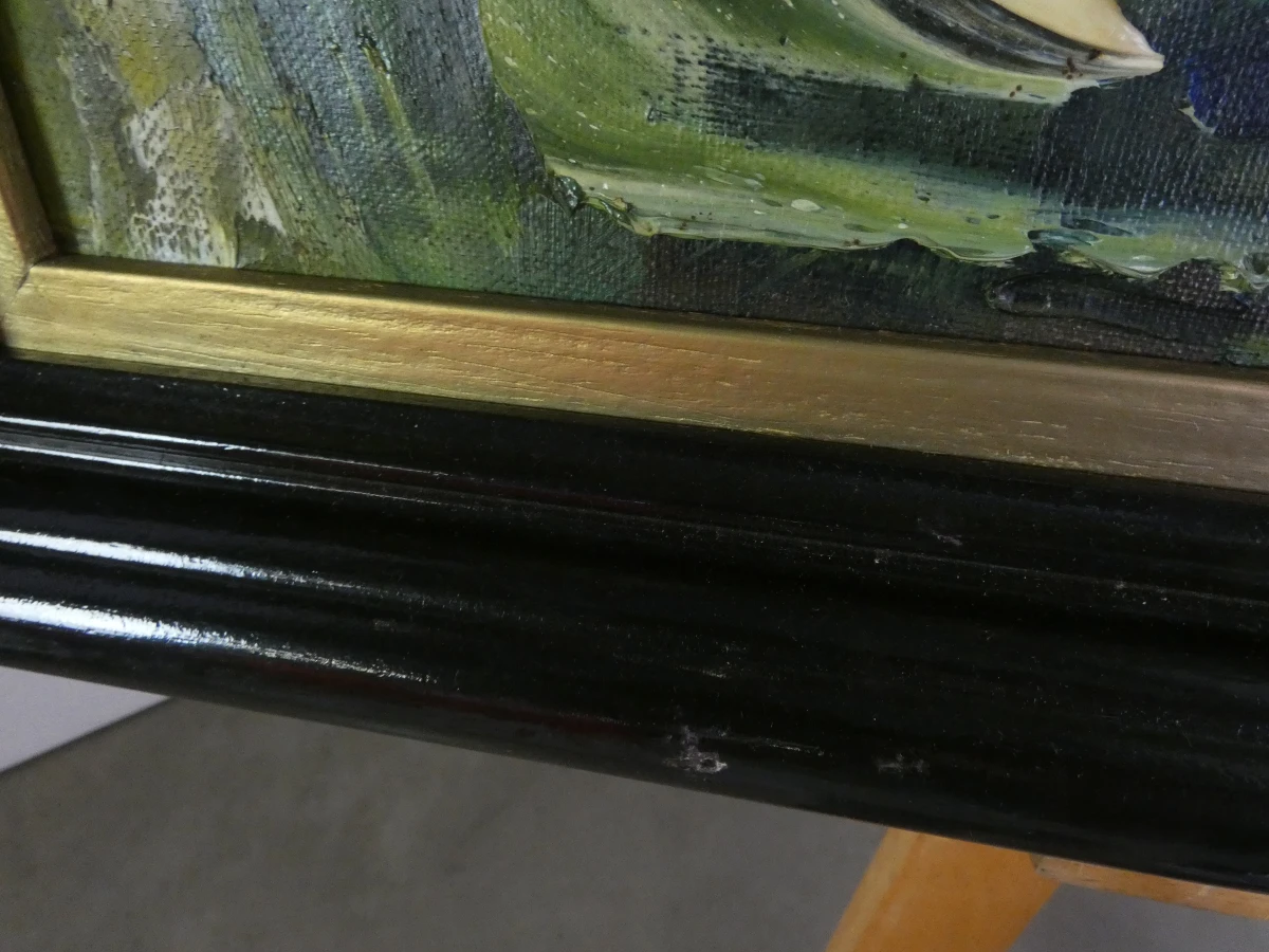 Abstract schilderij met groentinten - gesigneerd