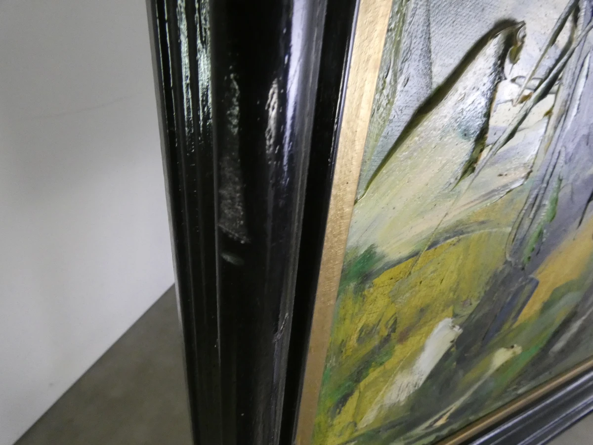 Abstract schilderij met groentinten - gesigneerd