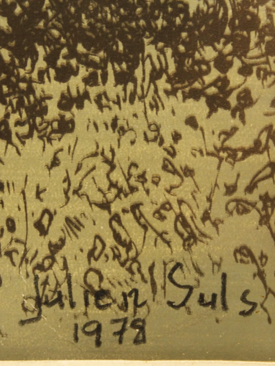 Ingelijste ets/aqua tint van een boom - Julien Suls 1978