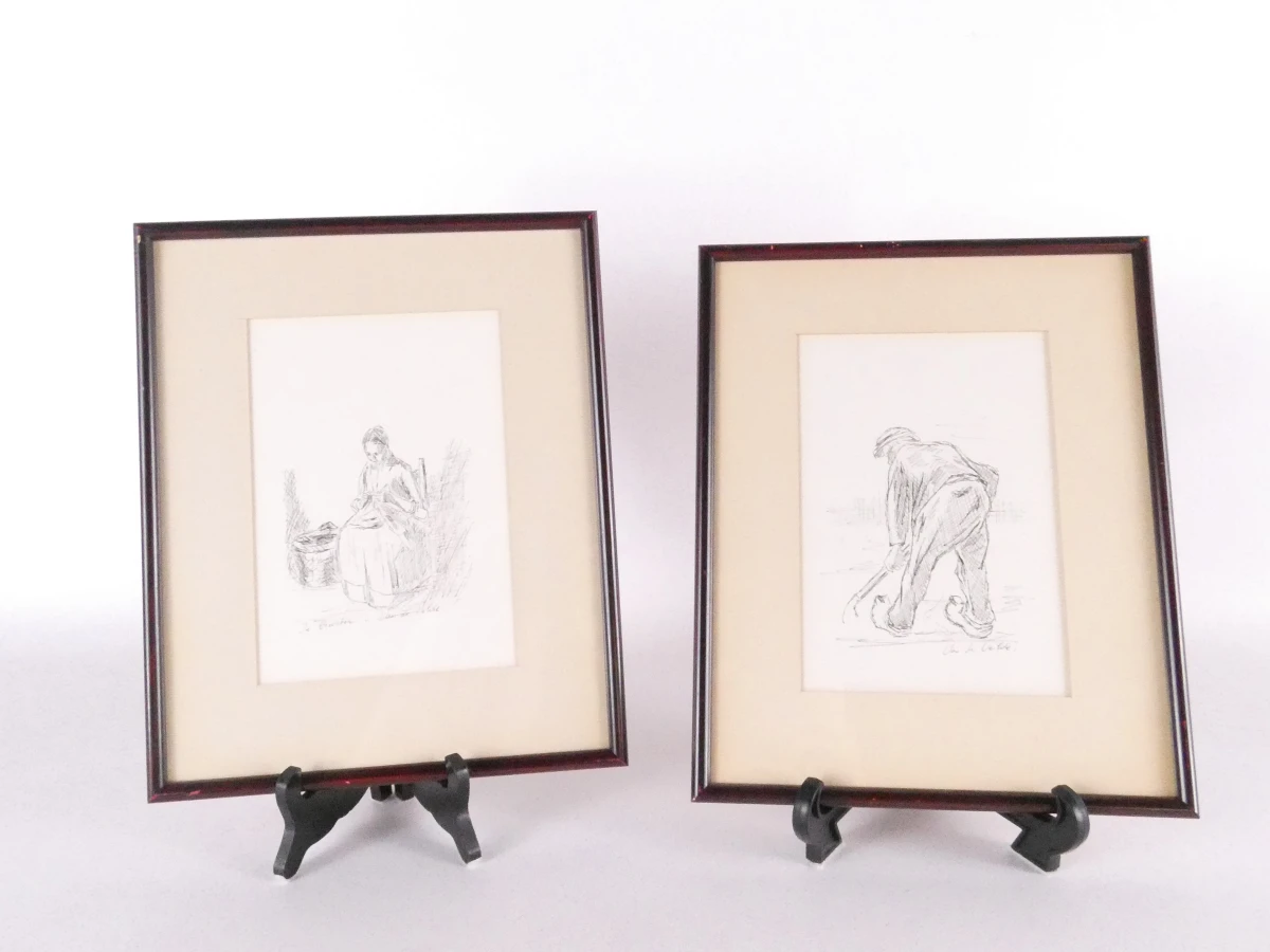 Set van twee figuratieve werken