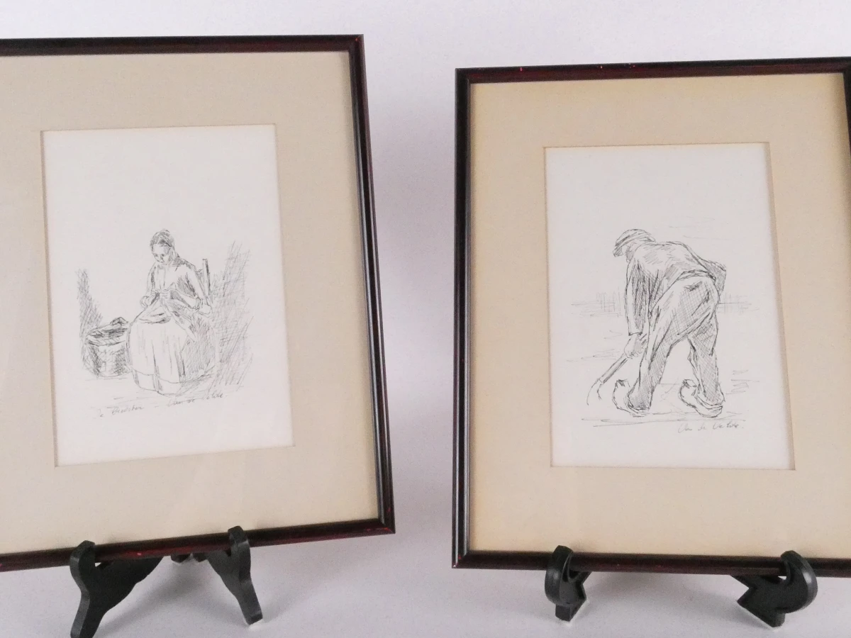 Set van twee figuratieve werken