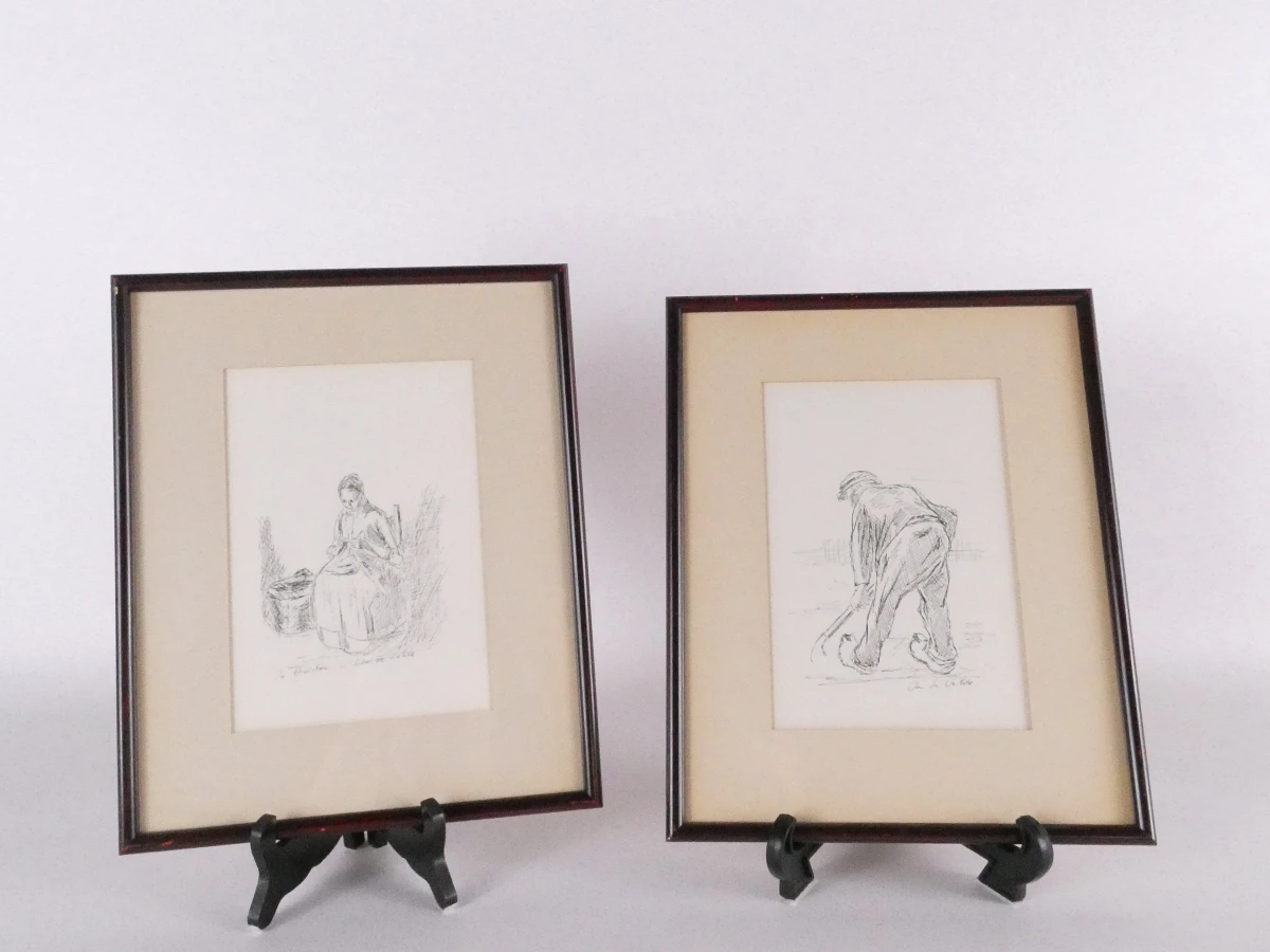 Set van twee figuratieve werken