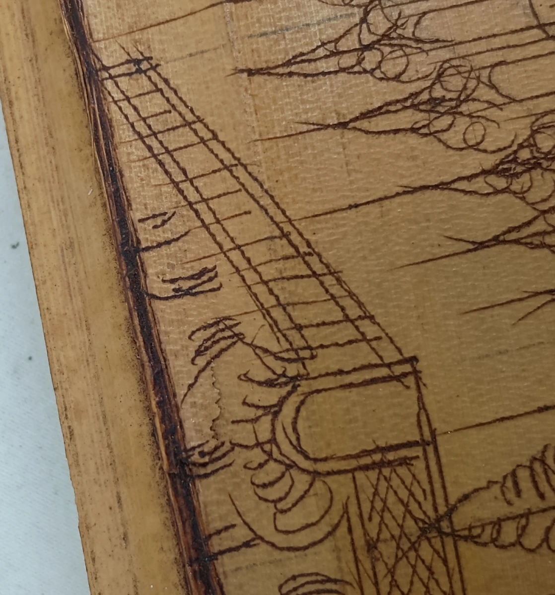 Birmees palmblad manuscript met Theravada Boeddhistische voorstellingen