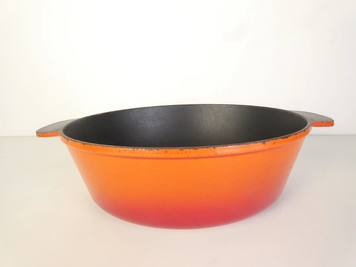 Vintage gietijzeren braadpan / cocotte met deksel