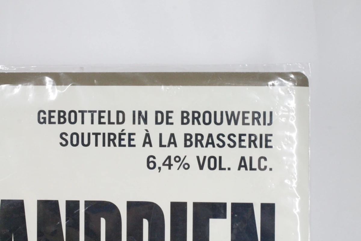 Vintage aluminium reclamebord Flandrien Super 8 bier