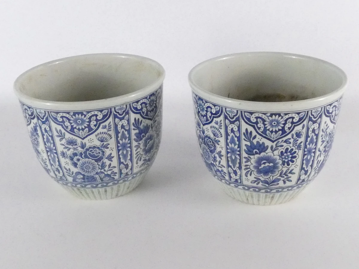 Set van 2 Delfts blauwe bloempotten