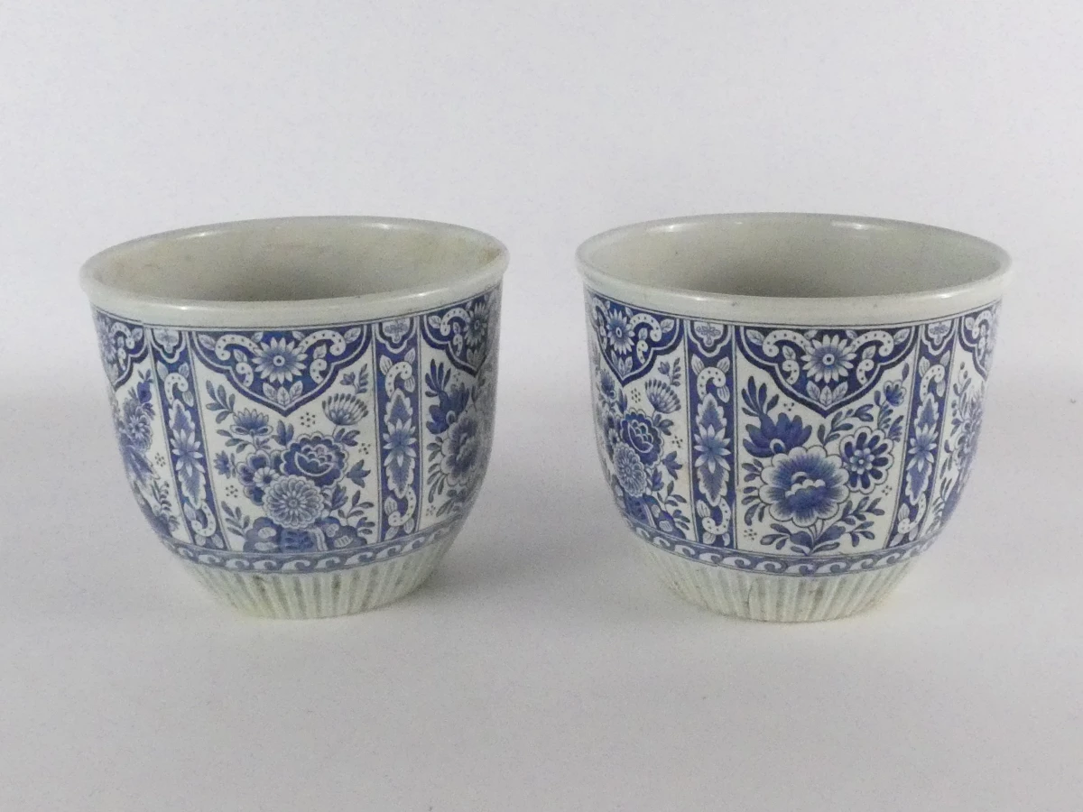Set van 2 Delfts blauwe bloempotten
