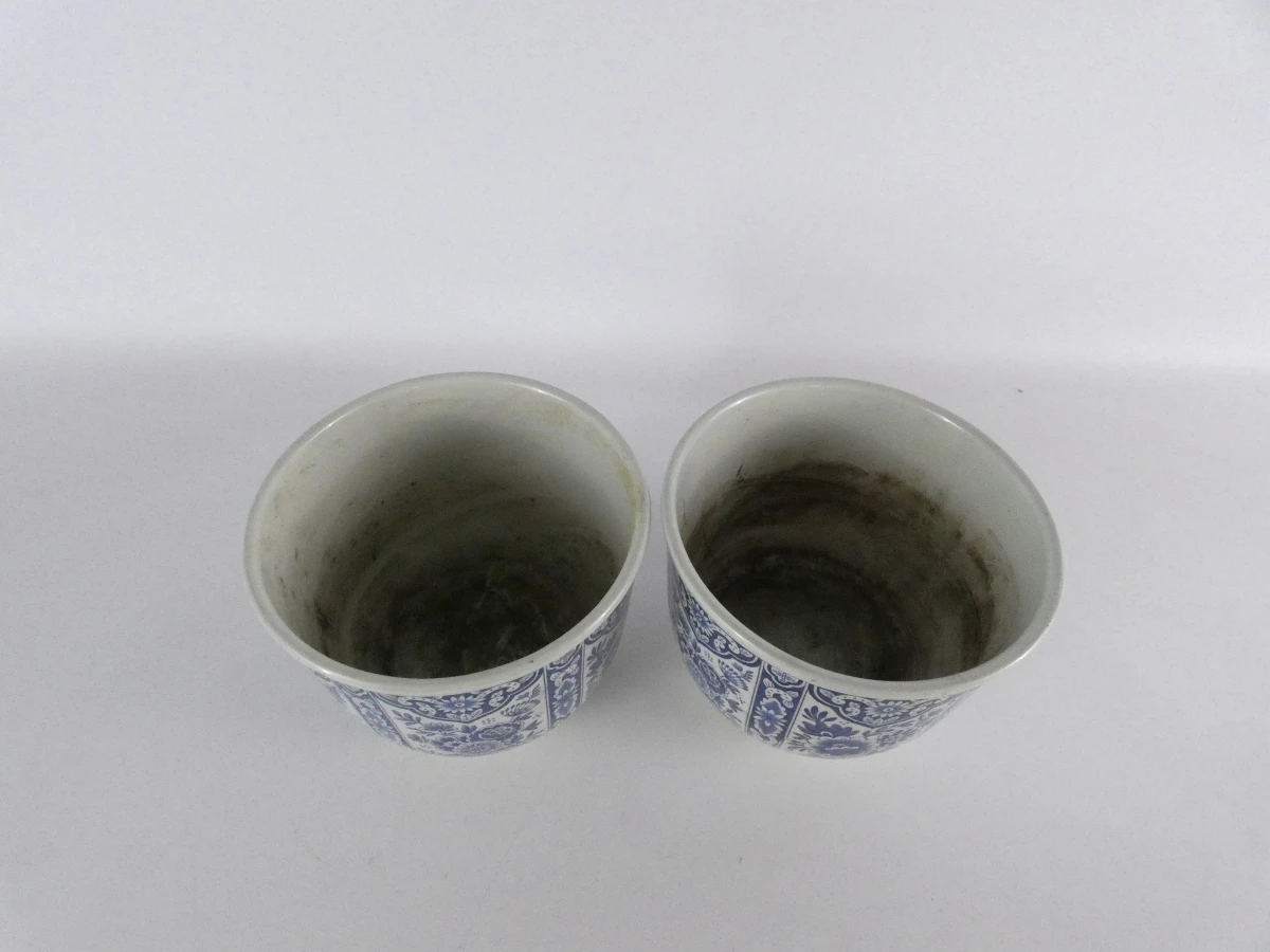 Set van 2 Delfts blauwe bloempotten