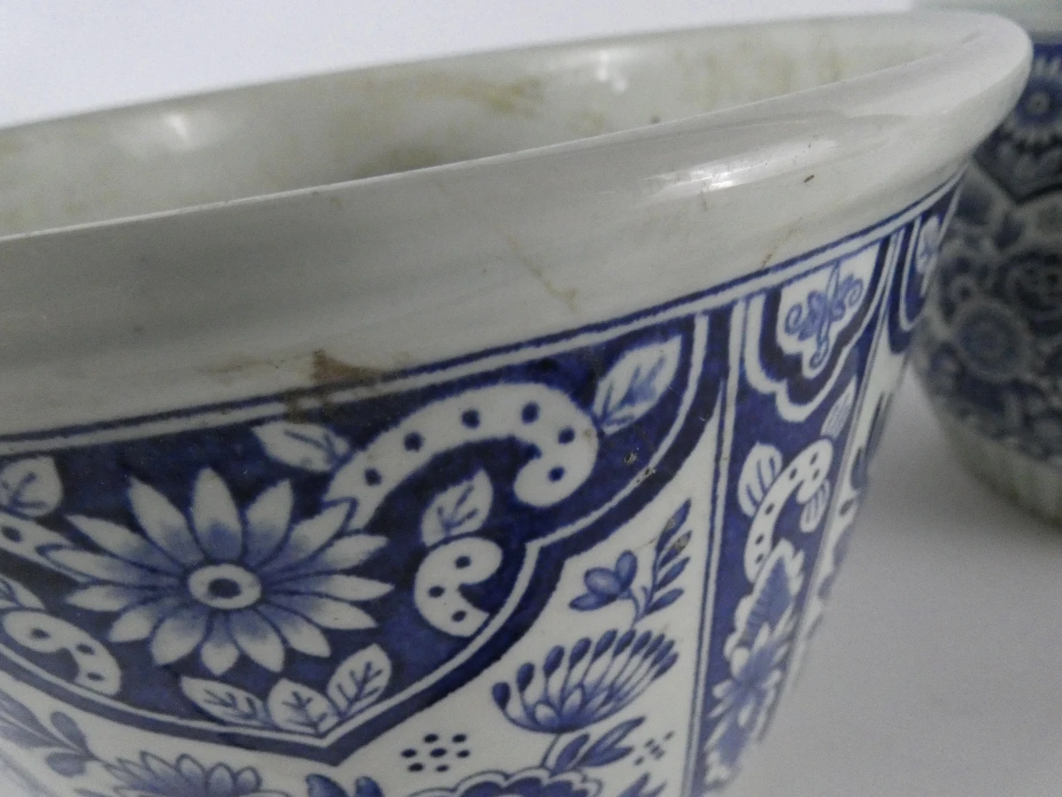 Set van 2 Delfts blauwe bloempotten