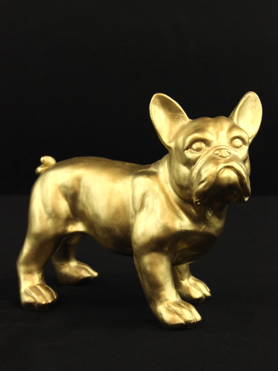 Decoratief beeld van goudkleurige Franse Bulldog in kunststof