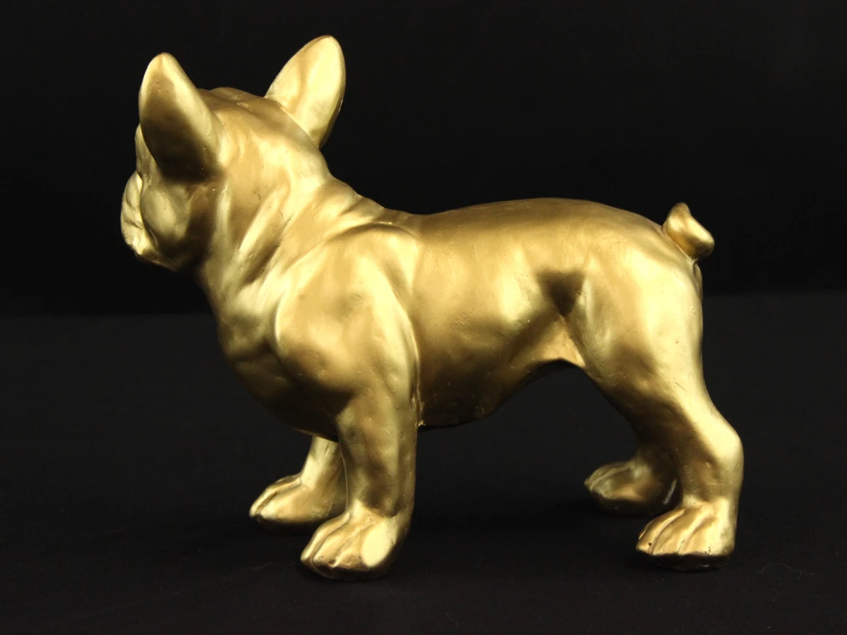 Decoratief beeld van goudkleurige Franse Bulldog in kunststof