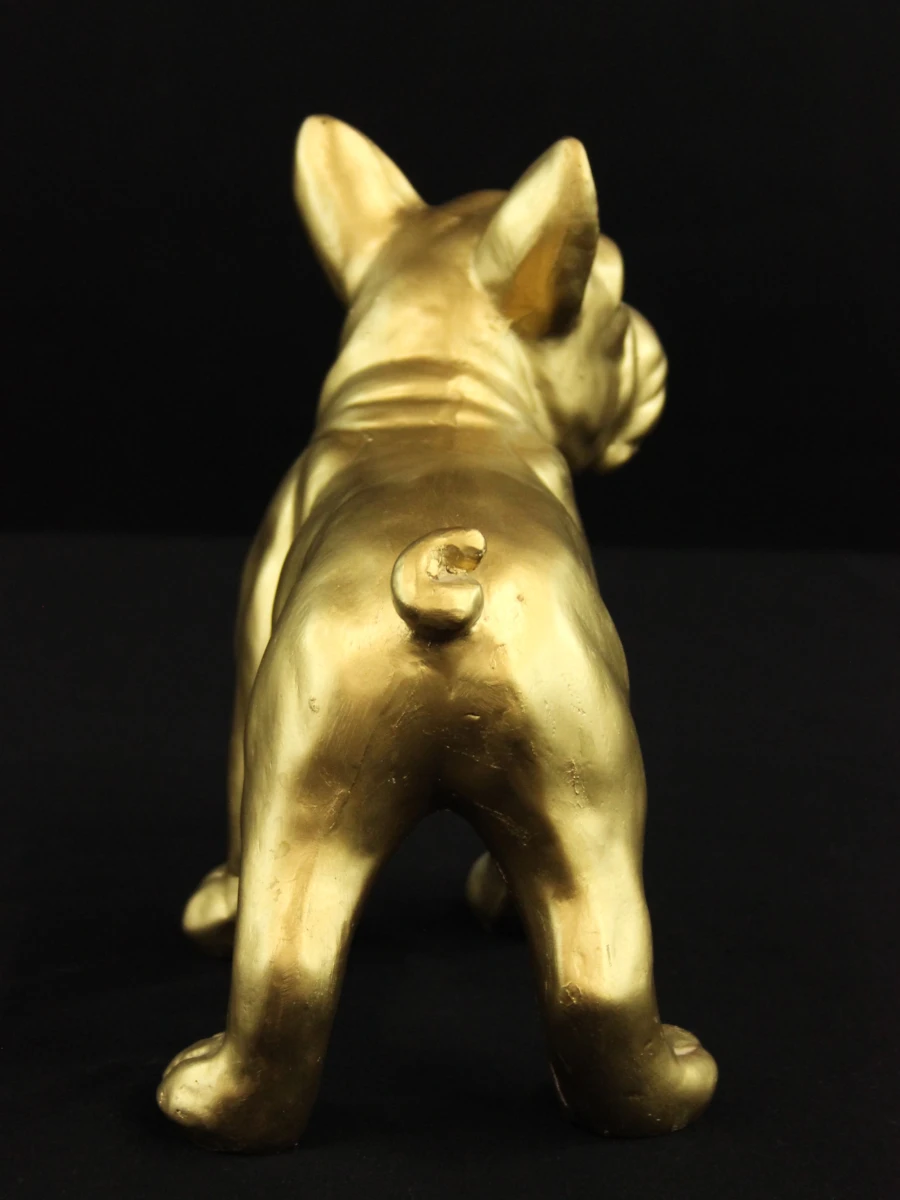 Decoratief beeld van goudkleurige Franse Bulldog in kunststof