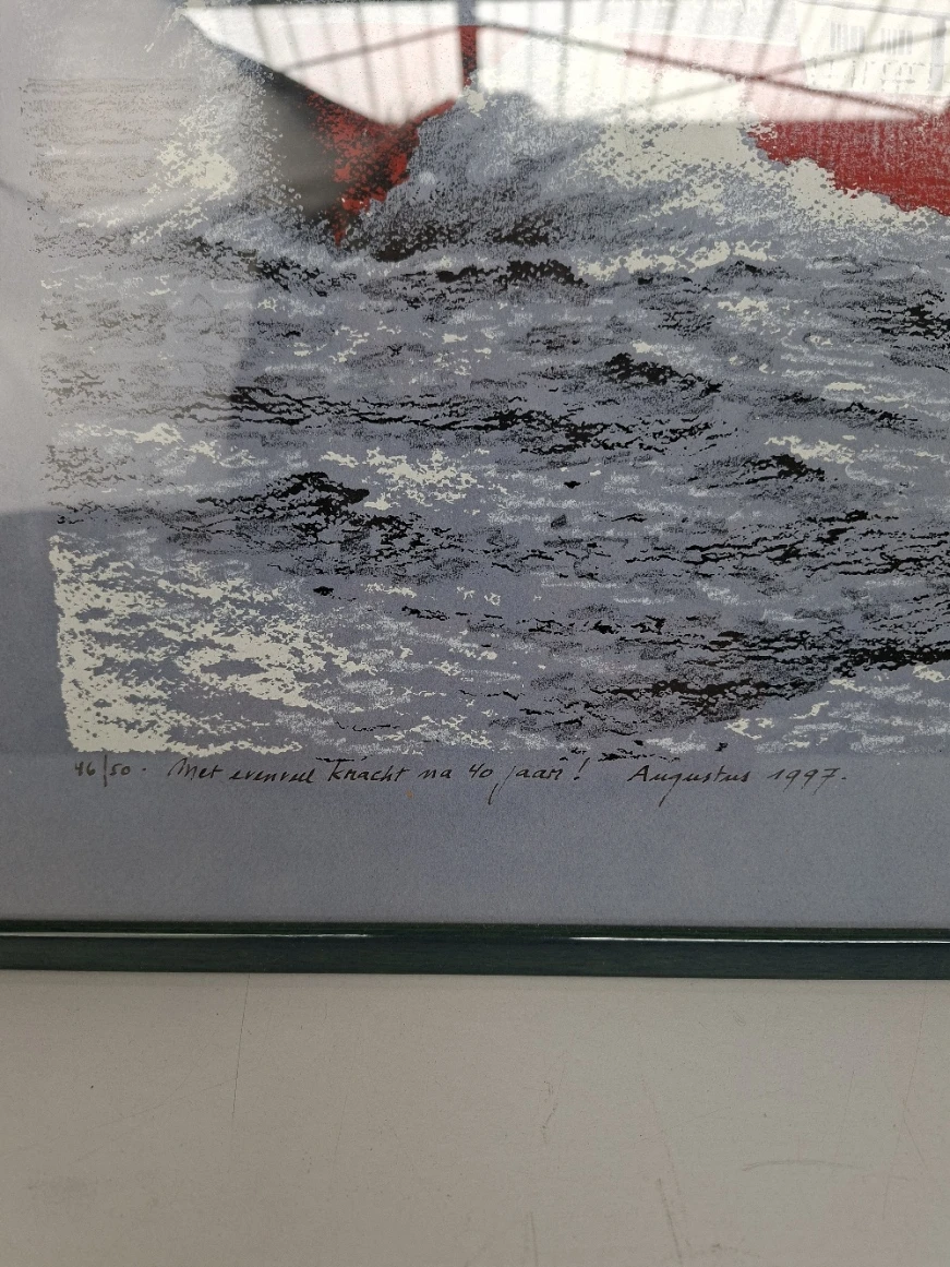 ⛵ Prachtige Maritieme Litho/Zeefdruk "Ghislaine J." door Karel Moers – Gelimiteerde Oplage (46/50) uit 1997 ⛵