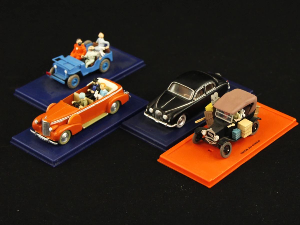 Set van 4 Kuifje (Tintin) miniatuurauto’s – Schaal 1:43