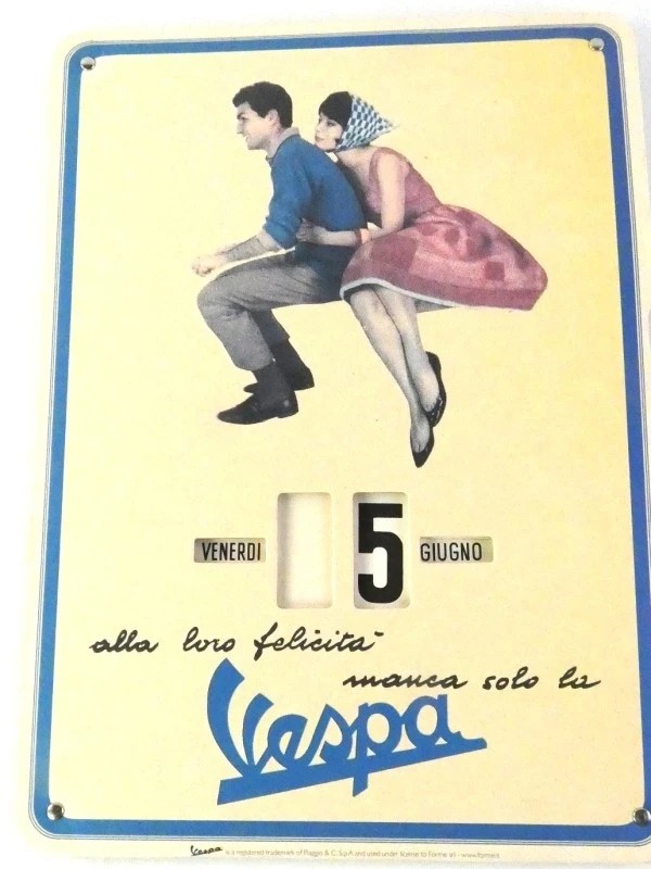 Kalenderbord van karton met retro Vespa-thema