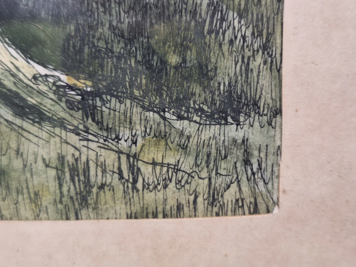 landelijk landschap met hooimijt - aquarel, ca. 1920–1930 - J. Verhelst