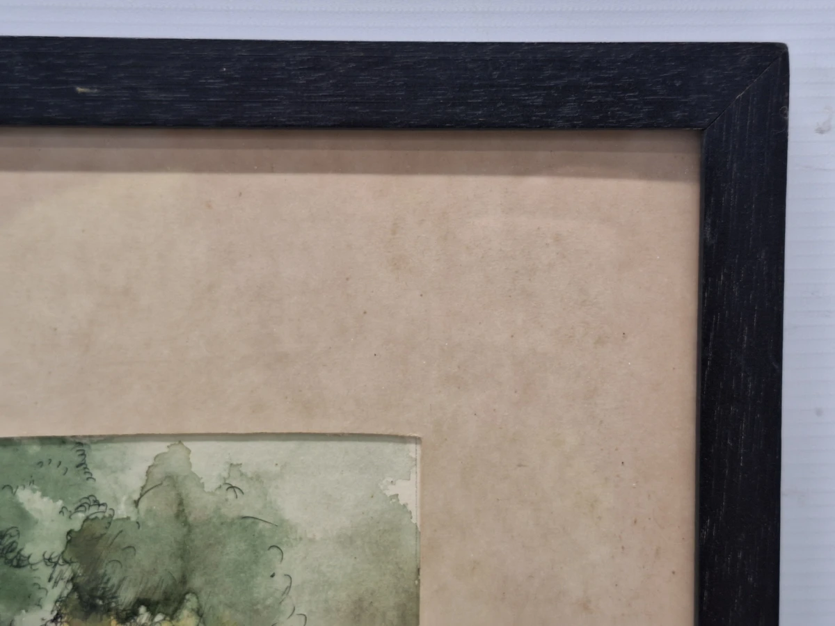 landelijk landschap met hooimijt - aquarel, ca. 1920–1930 - J. Verhelst