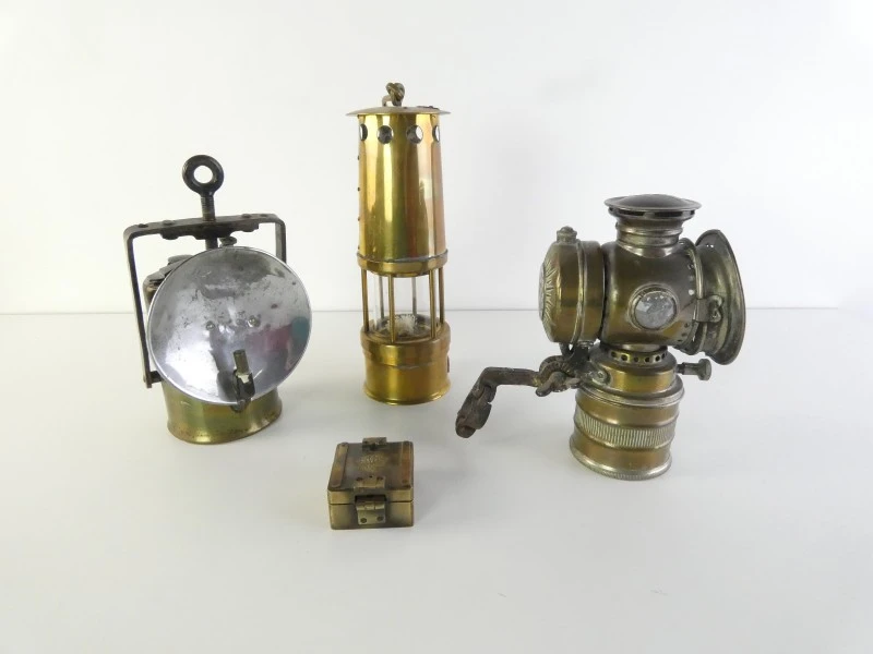 Vintage lampen: trein, fiets, mijnwerkers