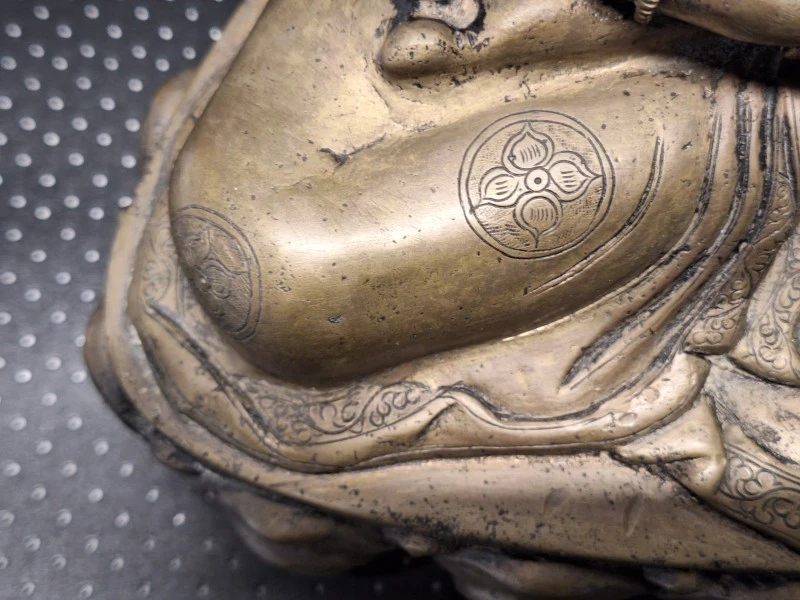 Bronzen Amitayus Boeddha op lotustroon - Tibetaanse/Nepalese stijl meditatiebeeld