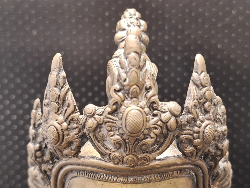 Bronzen Amitayus Boeddha op lotustroon - Tibetaanse/Nepalese stijl meditatiebeeld