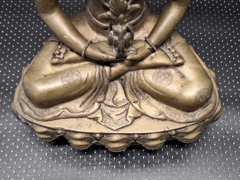 Bronzen Amitayus Boeddha op lotustroon - Tibetaanse/Nepalese stijl meditatiebeeld