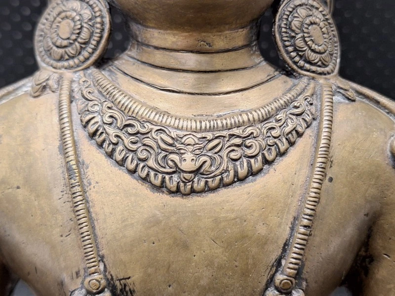 Bronzen Amitayus Boeddha op lotustroon - Tibetaanse/Nepalese stijl meditatiebeeld