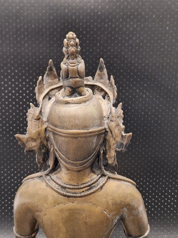 Bronzen Amitayus Boeddha op lotustroon - Tibetaanse/Nepalese stijl meditatiebeeld
